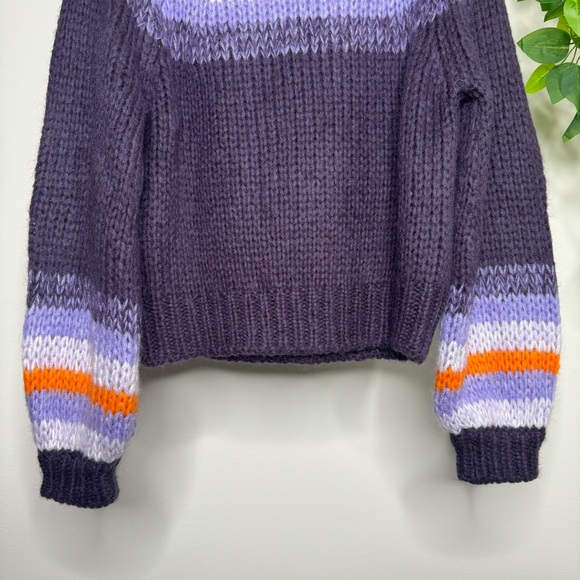 Maje Meilleur Mohair Blend Striped Intarsia-Knit Sweater size 1 (S, Small) - Picture 7 of 13